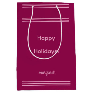 Gepersonaliseerde Dusky Maroon w / Roze Strepen Medium Cadeauzakje