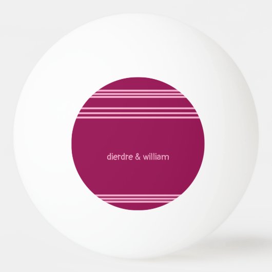 Gepersonaliseerde Dusky Maroon w / Roze Strepen Pingpongbal (Voorkant)