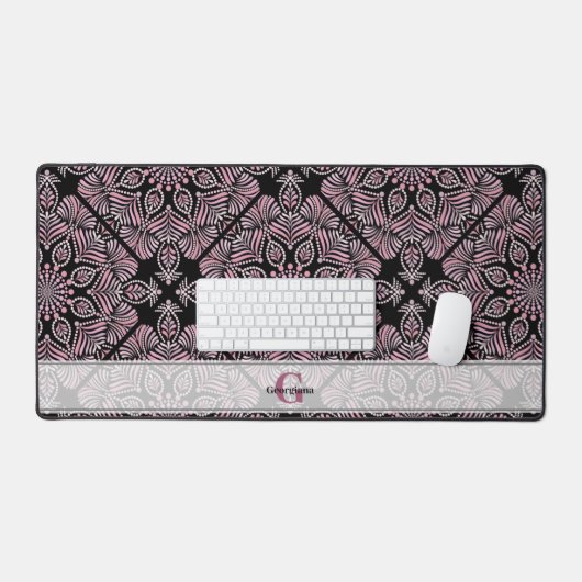 Gepersonaliseerde Dusky Roos Bloemen Fronds Mandal Bureaumat (Keyboard & Muis)