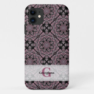 Gepersonaliseerde Dusky Roos Bloemen Fronds Mandal Case-Mate iPhone Case