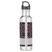 Gepersonaliseerde Dusky Roos Bloemen Fronds Mandal Waterfles (Achterkant)