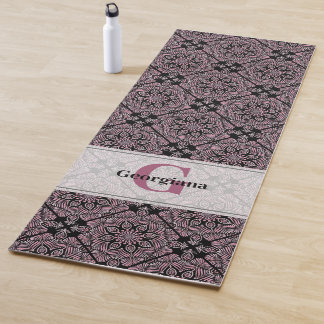 Gepersonaliseerde Dusky Roos Bloemen Fronds Mandal Yogamat