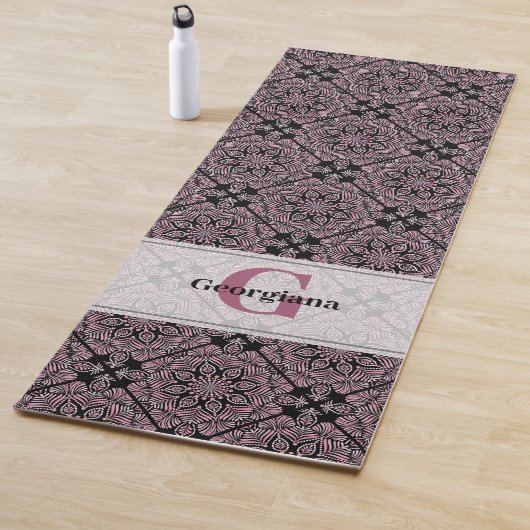 Gepersonaliseerde Dusky Roos Bloemen Fronds Mandal Yogamat (In situ)