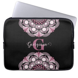 Gepersonaliseerde Dusky Roos Boho Floral Dot Manda Laptop Sleeve