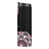 Gepersonaliseerde Dusky Roos Boho Floral Dot Manda Thermosbeker (Geroteerd rechts)