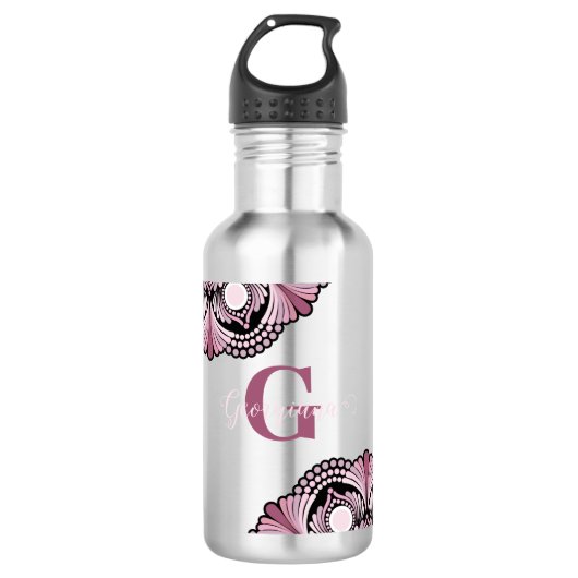 Gepersonaliseerde Dusky Roos Boho Floral Dot Manda Waterfles (Voorkant)
