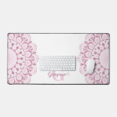 Gepersonaliseerde Dusky Roos Confetti Lace Dot Man Bureaumat (Keyboard & Muis)