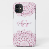Gepersonaliseerde Dusky Roos Confetti Lace Dot Man Case-Mate iPhone Case (Achterkant)