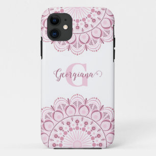 Gepersonaliseerde Dusky Roos Confetti Lace Dot Man Case-Mate iPhone Case