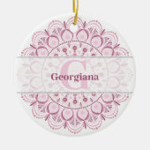Gepersonaliseerde Dusky Roos Confetti Lace Dot Man Keramisch Ornament (Voorkant)