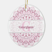 Gepersonaliseerde Dusky Roos Confetti Lace Dot Man Keramisch Ornament (Links)