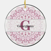 Gepersonaliseerde Dusky Roos Confetti Lace Dot Man Keramisch Ornament (Achterkant)