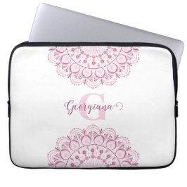 Gepersonaliseerde Dusky Roos Confetti Lace Dot Man Laptop Sleeve