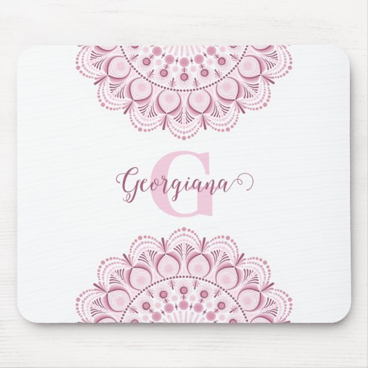 Gepersonaliseerde Dusky Roos Confetti Lace Dot Man Muismat (Voorkant)