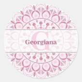 Gepersonaliseerde Dusky Roos Confetti Lace Dot Man Ronde Sticker (Voorkant)