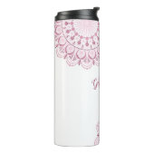 Gepersonaliseerde Dusky Roos Confetti Lace Dot Man Thermosbeker (Gedraaid links)