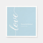 Gepersonaliseerde Dusty blauwe namen Liefde script Servet (Voorkant)