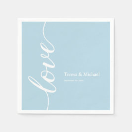 Gepersonaliseerde Dusty blauwe namen Liefde script Servet