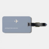 Gepersonaliseerde Dusty Blue Airplane Travel Bagagelabel (Achterkant horizontaal)