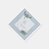 Gepersonaliseerde Dusty Blue Boho Mr Mrs Wedding Servet (Hoek)