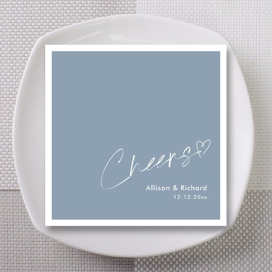 Gepersonaliseerde Dusty Blue Cheers: Trouwtoost Servet