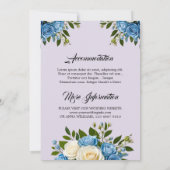 Gepersonaliseerde Dusty Blue en Ivory Floral Weddi Kaart (Achterkant)