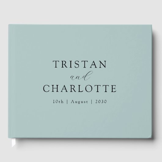 Gepersonaliseerde Dusty Blue Gastenboek (Voorkant)