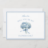 Gepersonaliseerde Dusty Blue Hydrangea Bow Bloemen Kaart (Voorkant)