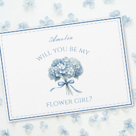 Gepersonaliseerde Dusty Blue Hydrangea Bow Bloemen Kaart