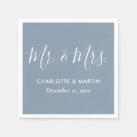 Gepersonaliseerde Dusty Blue Mr. en Mrs Wedding