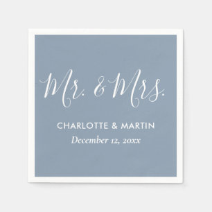 Gepersonaliseerde Dusty Blue Mr. en Mrs Wedding Servet