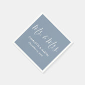 Gepersonaliseerde Dusty Blue Mr. en Mrs Wedding Servet (Hoek)