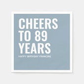 Gepersonaliseerde Dusty Blue Verjaardag Jaar Serve Servet (Voorkant)