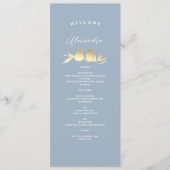 Gepersonaliseerde Dusty Blue Wedding Menu (Voorkant)