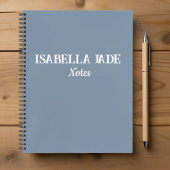 Gepersonaliseerde Dusty Blue Wide Ruled Spiral Notitieboek