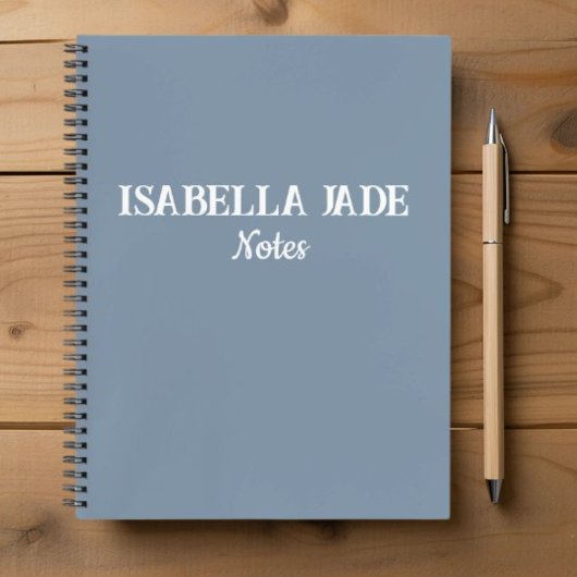 Gepersonaliseerde Dusty Blue Wide Ruled Spiral Notitieboek