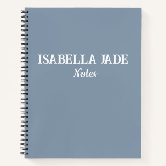 Gepersonaliseerde Dusty Blue Wide Ruled Spiral Notitieboek (Voorkant)