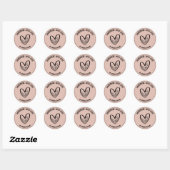 Gepersonaliseerde Dusty Pink handgemaakt met liefd Ronde Sticker (Vel)