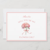 Gepersonaliseerde Dusty Roos Hydrangea Bow Bloemen Kaart (Voorkant)