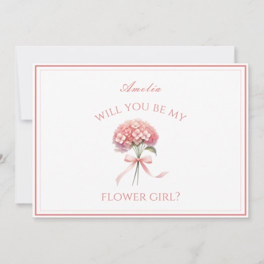 Gepersonaliseerde Dusty Roos Hydrangea Bow Bloemen Kaart (Voorkant)