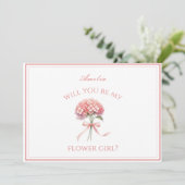 Gepersonaliseerde Dusty Roos Hydrangea Bow Bloemen Kaart (Staand voorkant)