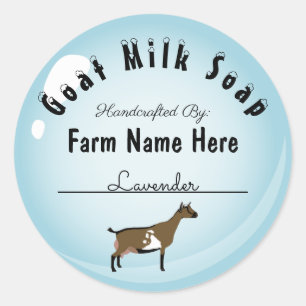 Gepersonaliseerde dwerg geitenmelk zeep blauwe bub ronde sticker
