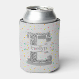 Gepersonaliseerde E Initiaal Silver Monogram Jouw  Blikjeskoeler