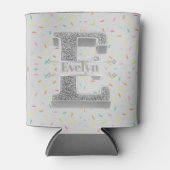 Gepersonaliseerde E Initiaal Silver Monogram Jouw  Blikjeskoeler (Voorkant)