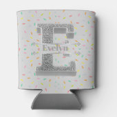 Gepersonaliseerde E Initiaal Silver Monogram Jouw  Blikjeskoeler (Achterkant)