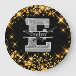 Gepersonaliseerde E Initiaal Silver Monogram Jouw  Grote Klok