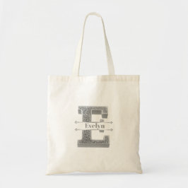 Gepersonaliseerde E Initiaal Silver Monogram Jouw  Tote Bag