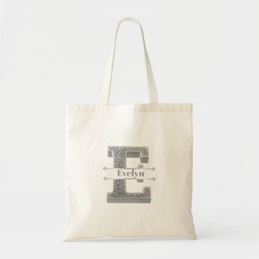 Gepersonaliseerde E Initiaal Silver Monogram Jouw  Tote Bag (Voorkant)