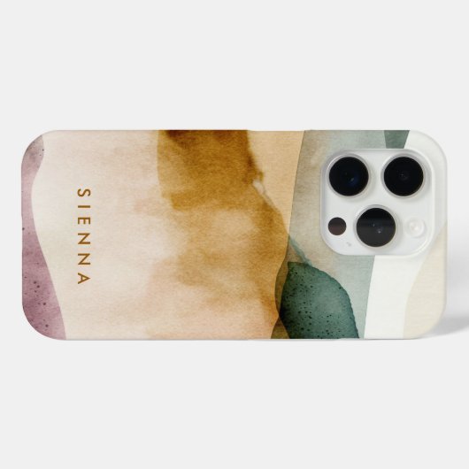 Gepersonaliseerde Earth Tone Abstracte Waterverf Case-Mate iPhone Case (Achterkant (horizontaal))