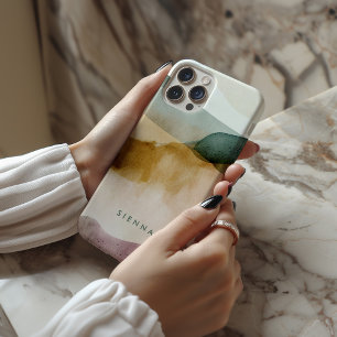 Gepersonaliseerde Earth Tone Abstracte Waterverf iPhone 15 Pro Case